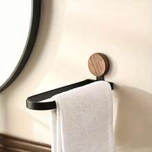 1 pieza Toallero de madera de nogal para baño, barra de toallas plegable sin taladro montada en la pared, accesorios de baño, accesorios de cocina - Multicolor - Ver 11