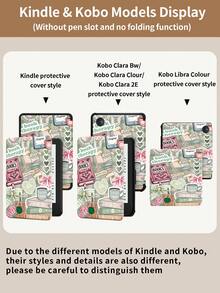 Kingsung Reading Healing Collage Pattern Y-Fold Acrylic Tablet Protective Case, Compatible With Samsung Tablet/Mini6/7/9.7/10.2/10.5/10.9/12.9/Pro 11, 10th Gen, Supports Multi-Angle Adjustment, 6 Stand Positions, Built-In Pen Slot, Drop Protection, Auto Wake/Sleep, Compatible With Kindle Paperwhite 12th Gen 2024, Kindle 11th Gen 2022, Clara Colour - Multicolor - View 11