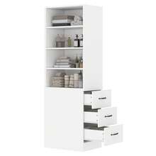 =N880P3183334W 180cmhohes, Extra Narrow Bookcase With Side Drawers - Adjustable Shelves, Interchangeable Left And Right, Suitable For Small Spaces - Bookcase, Living Room - Tall Cabinet - White - View 8