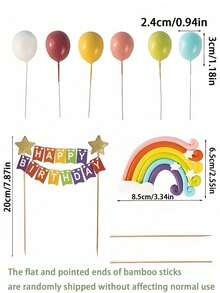 1/8pcs Happy Birthday Cake Decorations, Paper Happy Birthday Flags, Soft Ceramic Rainbow Cloud Star Cake Toppers, Suitable For Birthday Party Celebration Cakes, Holiday Parties, Pride Month - Birthday Rainbow Cake Decoration - View 5