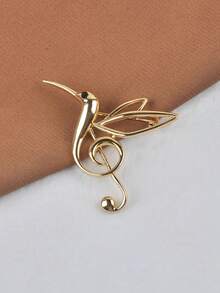 1 Broche Vintage de Colibrí Dorado con Elegantes Líneas Tridimensionales y un Alfiler Distintivo - Dorado - Ver 4
