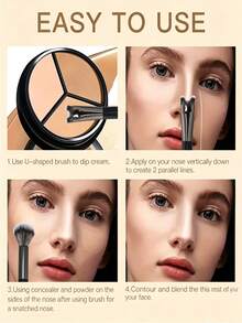 1PC U-Shaped Nose Contour Makeup Brush - Dual-Head Design, Combines Eyeshadow And Nose Shadow Functions, Ergonomic U-Shaped Handle, Soft Bristles, Precisely Defines Nose Contour - Multicolor - View 6