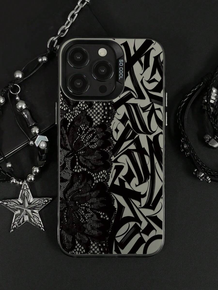 1 buah Casing Ponsel Hitam Modis dengan Pola Grafis Rune Renda yang Dipersonalisasi, Kancing Terpisah, IMD Anti-Jatuh, Anti-Selip, Kompatibel dengan iPhone 16 Pro Max/16/16 Pro/16 Plus/15/15 Pro Max/15 Pro/11/12/13/14 Pro Max/11 Pro/12 Pro/12 Pro Max/13 Pro/13 Pro Max/14 Pro/14 Pro Max Premium Kreatif - MultiWarna - View 1