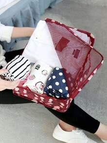 6pcs Travel Storage Bag Set, Lightweight Luggage Organizer, Fashionable Large Capacity Storage Bag, Luggage Sorting Bag, Durable Polyester Fiber Sorting Storage Bag, Zipper Closure - Suitable For Clothing, Shoes, Cosmetics, Underwear, Etc., Save Luggage Space - Multicolor - View 6