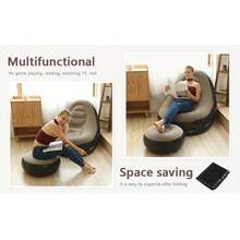 Sofa dan Sandaran Kaki Tiup, Kursi Sofa Lipat Portabel dengan Sandaran Kaki, Cocok untuk Ruang Tamu, Kamar Tidur, Luar Ruangan, Balkon, dan Berkemah, Hadiah Terbaik untuk Keluarga: Sofa Paling Nyaman - Model baru - View 5