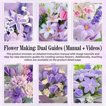450/626Pcs Purple Pipe Cleaner Flower Making Kit, 450 Fuzzy Chenille Stems, 150 Flower Stamens, 20 Floral Stems, Floral Tape, Wrapping Paper, Ribbon & Video Tutorial, DIY Craft Supplies For Floral Arrangement, Wedding Bouquet & Handmade Gift Projects - Purple Series - View 5