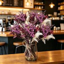 6Pcs Mini Dried Flower Bouquets Natural Dried Flowers For Vase Table Centerpieces DIY Crafts Home Wedding Decor - Red - View 6