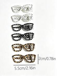 6 buah Jepit Rambut Bingkai Mata Motif Polkadot & Leopard, Warna Minimalis Serbaguna, Jepitan Kokoh Cocok Untuk Menata Poni, Aksesori Rambut untuk Kembali ke Sekolah, Jepit Rambut Serbaguna untuk Sehari-hari - MultiWarna - View 9
