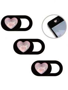 1/3/6pcs Pink Heart-Shaped Camera Cover Slide, Waterproof Shockproof Scratch-Resistant Full Coverage For Phone And Computer Lens - Red - View 1