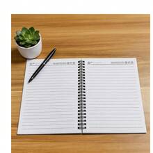 1pc A5 Spiral Coil Notebook, Minimal Line Drawing Language Learning Planner Lined Notepad, Back To School Study Writing Notebook, Language Practice Notepad For Vocabulary Recording & Daily Learning Planning - A5 - View 6