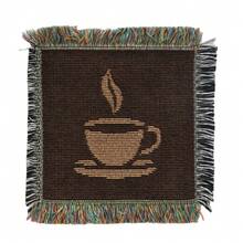 1pc Boho Woven Square Coaster With Tassel Fringe, Vintage Cartoon Pattern Heat Resistant Non-Slip Drink Cup Mat, Aesthetic Table Ornament, Reusable Coffee Tea Mug Pad, Holiday Gift For Christmas Halloween Thanksgiving, Home Kitchen Dining Room Decor - Multicolor - View 10