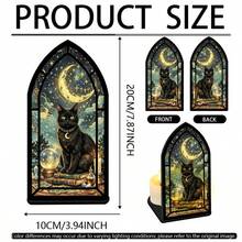 1pc Gothic Painted Bookend With Gemstone Tones And Black Cat Moon Crystal Ball - Suitable For Tarot Cards, Library Bookshelf Decoration, Fantasy Book Corner Sign, Applicable For Office, Library, Decorative Purposes, 2D Flat Design - A - View 5