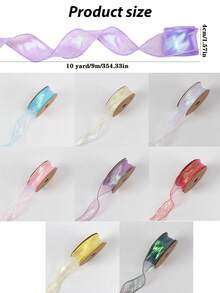 Organza Iridescent Ribbon, Mixed Color Sheer Transparent Satin Ribbon, 1.57 Inch, For Gift Wrapping, Easter Handmade Decoration Ribbon, Suitable For Weddings, Christmas, Invitations, Flower Bouquets, Bow Making - View 4