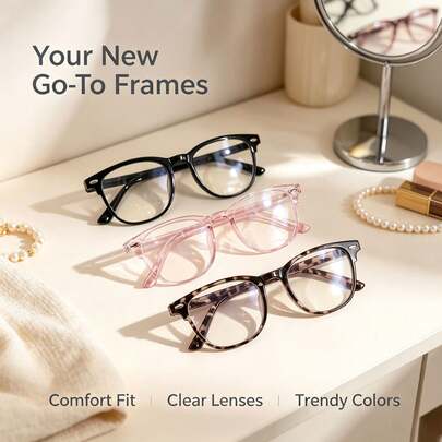 2pcs Square Acrylic Glasses Set - Casual Elegant Style, Suitable For Daily Reading, Outings And As A Gift.