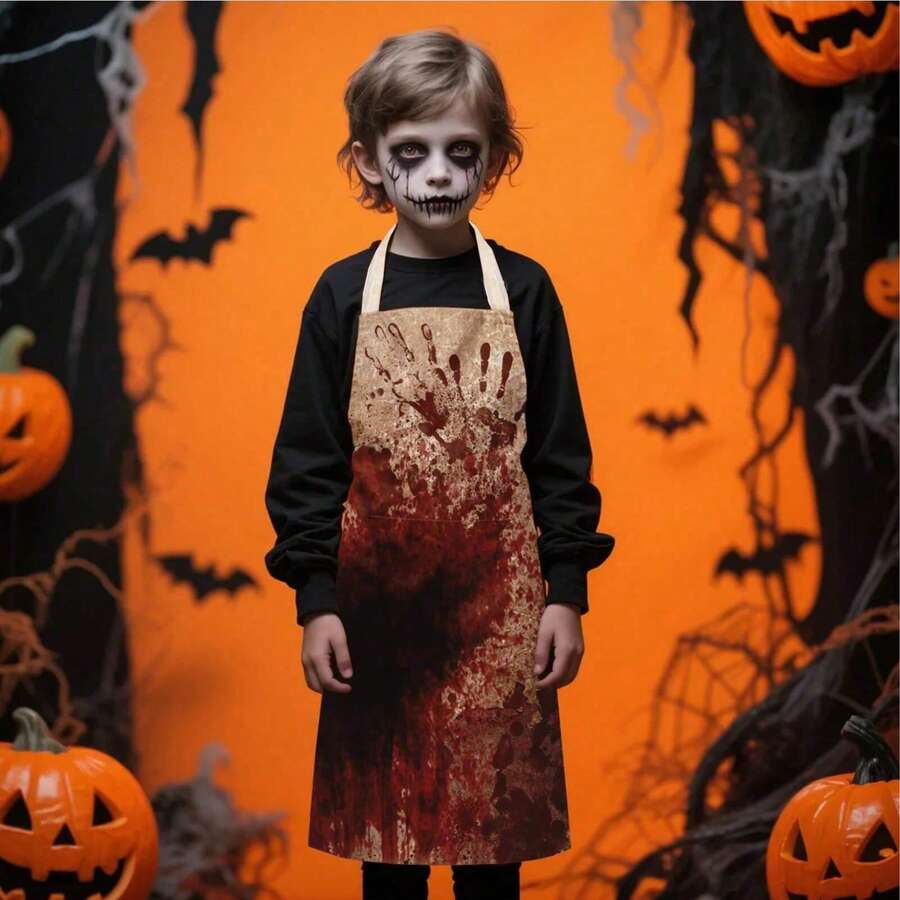 1pc Halloween Kids Apron With Design For Haunted House Costume, Realistic Horror Character Cosplay Accessory, Suitable For Party - Multicolor - View 1