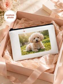1/10/20/30/50pcs Customized Pattern White Zipper Makeup Bag, Bridesmaid Makeup Bag, Customizable Photo Print Canvas Makeup Bag, Travel Essential - Multicolor - View 7