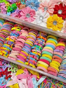 815 Stücke/Set Haaraccessoires für Schülerinnen, Satin-Schleifen, 3D-Stoffblumen-Haargummis, Mesh-Schmetterlinge, bunte Stern-Clips mit Macaron-Haarbändern, weich und nicht schädlich, frisches und minimalistisches Design, geeignet für Partys, Kunstaufführungen, Wochenendausflüge, tägliche Haarclips und Flecht-Haaraccessoires-Set - Verschiedenfarbig - Übersicht 2