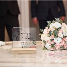 2D Acrylic, Wedding Decor, Thank You For Coming, Bridal Shower Welcome Sign, Please Take One Sign, Wedding Acrylic Sign, Wedding Acrylic Plaque Sign With Wooden Stand For Wedding Reception Decor - A - View 2