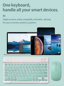 AKKHOO Rechargeable Silent Wireless Bluetooth Keyboard Mouse Set, Mini Portable For Office Use With /Phone/Computer/Tablet - View 2