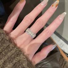 1pc Vintage Niche Design Fashion Exquisite Luxury Elegant High-End Cubic Zirconia Galaxy Open Ring, Suitable For Women's Daily Wear - Silver - View 3