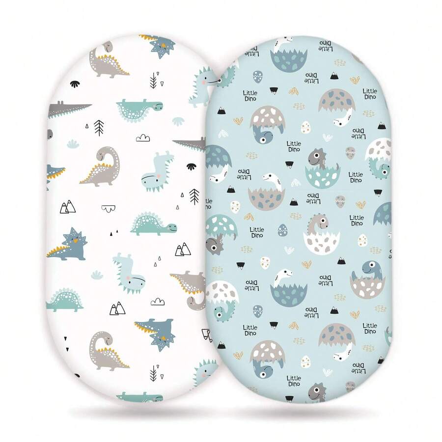 2pcs Elastic Soft Fitted Baby Bed Sheet Set, Universal Fit For Crib, Bassinet, Moses Basket, Oval/Rectangular Mattress/Pad, Baby Shower Gift - Multicolor - View 1