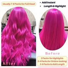 Kercsityn Hot Pink Mini Tape In Hair Extensions Human Hair Invisible Long Diy Hair Extensions Tape Ins Straight Pink Real Hair For Party - Multicolor - View 5