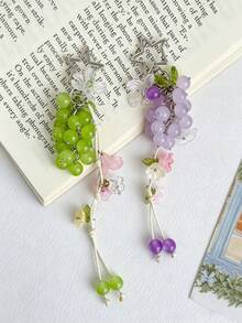 1pc Fresh Grape Star Keychain Pendant Green Grape Lily Of The Valley Phone Chain Cute Bag Charm - Multicolor - View 1