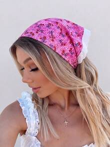 1pc Original Floral Pattern Women's Embroidered Rolled Edge Cherry Design Headwrap Hairband Suitable For Daily And Vacation Use - Multicolor - View 2