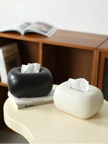 Minimalist Matte Resin Tissue Box Cover, Cloud Rounded Tissue Holder, Modern Home Decor Accessory For Living Room Coffee Table, Bedroom Nightstand, Bathroom Vanity & Office Desk, Multi-Color Neutral Decorative Napkin Dispenser, Luxury Hotel St - Multicolor - View 5