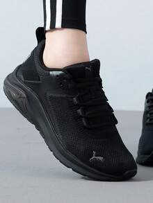 PUMA Electron E Comfortable Lightweight Mesh Fabric Shock-Absorbing Non-Slip Wear-Resistant Breathable Low-Top Running Shoes Unisex - Black - View 1