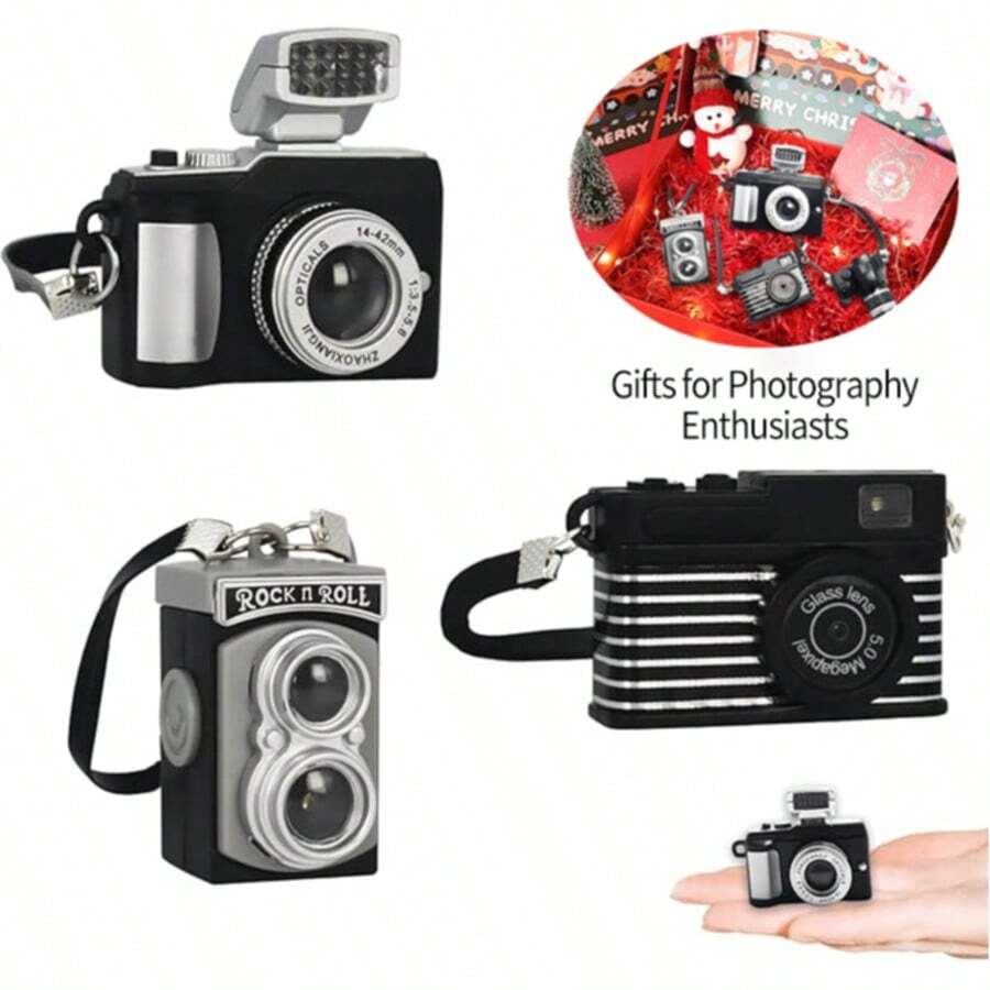 1pc Mini Vintage DSLR Camera Model Keychain, Home Decor, Photography Enthusiast Collectible, Nostalgic Display Ornament, DSLR Camera Prop, Vintage Camera Model Mini Decorative Accessory, Photography Prop - Multicolor - View 1