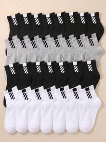5/10/20 Pairs Kids Twill Street Style Socks, Back To School Season, Autumn, Short Socks, Girls Socks, Boys Socks, First Day Of School - Multicolor - View 7