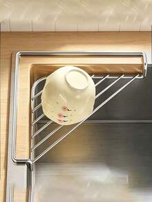 1 buah Rak Organizer Wastafel Dapur Stainless Steel, Tempat Penyimpanan Keran Multifungsi, Dapat Menampung Lap Piring, Spons, Spons Cuci Piring, Desain Drainase Berongga Mencegah Penumpukan Air, Hemat Ruang dan Rapi, Keranjang Penyimpanan Alat Pembersih Meja Dapur Rumah Tangga - MultiWarna - View 2