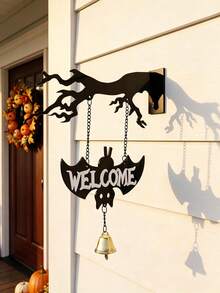 2/1 buah Dekorasi Gantung Akrilik Halloween Kreatif Ranting Pohon Mati Hantu Kelelawar Lonceng Tanda Selamat Datang Dekorasi Suasana Dinding - Ornamen akrilik Halloween - View 5