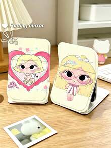 1 Peça Espelho de Maquiagem Dobrável com Padrão de Personagem de Desenho Animado Fofo, Espelho Flip com Altura Ajustável, Espelho de Alta Definição, Espelho de Mão Portátil de Bolso para Viagem, Presente de Aniversário para Meninas, Presente de Feriado - Multicolorido - Visão 6