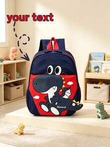1pc Personalized Back To School Cute Dinosaur Backpack, Zipper Closure Nylon Material, Adjustable Shoulder Straps, Hand-Carry, Suitable For School, Shopping, Daily Outings, Outdoor Trips. Birthday Gift. - Multicolor - View 2