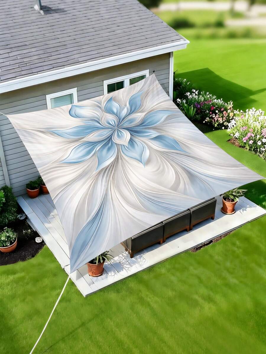 1pc Plant Leaf Print Design Sun Shade Canopy, Outdoor Sunshade Cloth And Tarp, 2D Flat Printed Tent, Washable, Suitable For Garden, Camping, Beach, Patio, Poolside And More, Poles Not Included - Multicolor - View 1