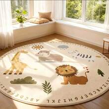 1 stuk ronde cartoon schattige dierentuin patroon vloerkleed, woondecoratie vloerkleed, pluizig comfortabel vloerkleed, woonkamer vloerkleed, slaapkamer vloerkleed, bankzitting vloerkleed, kleedkamer vloerkleed, studeerkamer vloerkleed, Ins-stijl vloerkleed, woondecoratie vloerkleed, slaapkamerdecoratie, klein vloerkleed, creatief modieus vloerkleed, woonkamer klein vloerkleed, buiten vloerkleed, wasbaar vloerkleed - Veel kleurig - Bekijken 2