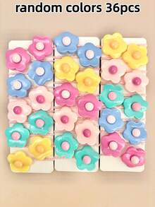 12/24/36/48pcs Random Fresh Macaron Colorblock Floral Hair Scrunchies, Cute Versatile Hair Accessories For Girls - Multicolor - View 9