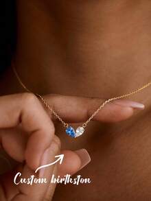 Heart-Shaped Birthstone Necklace, Minimalist & Elegant, Made Of Gold Stainless Steel, Suitable For Women, Ideal Gift For Anniversary, Birthday, Christmas, Perfect For Mothers - Multicolor - View 3