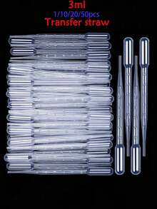 1/10/20/50 Plastic 3-Milliliter Pipettes With Graduations, With Markings, Disposable Essential Oil Droppers, Suitable For Cosmetic Tools. - Clear - View 1