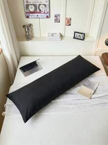 1件純黑色腰枕長枕套（不含枕芯），柔軟透氣，信封式封口，適用於床、沙發、客廳及其他家居裝飾，鄉村風，尺寸 20"X54"，枕套裝飾，男女皆宜，可機洗，宿舍床上用品返校季 - 黑色 - 查看 4
