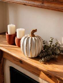 1pc Pumpkin Decor, Suitable For Harvest Season And Halloween, Creative Minimalist Exquisite Design, Resin Craft Desktop Ornament, Suitable For Home Interior, Tea Room, Office, Hotel, Cabinet Display, Holiday And Party Decoration - Pumpkin - View 10