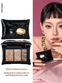 chéeryep Pillow Gem 眼影 SE03 金色幻象 5.5g，3色夢幻眼影盤，3D浮雕枕頭設計，柔霧與閃耀，自然水光妝效，持久防暈染，適合初學者，禮物 - SE03 Gilded Illusion‌ - 查看 6
