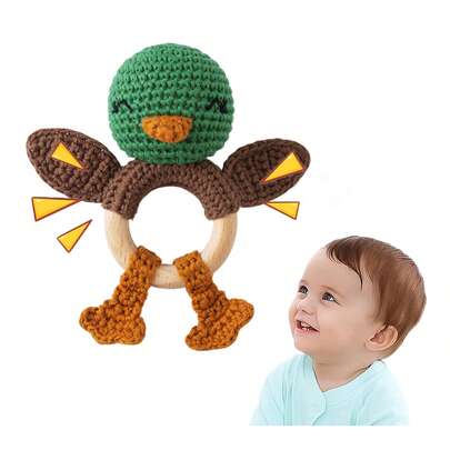 Toys, Easter, Baby Toys, Stitch Stuff, Room Decor, Easter Basket Stuffers, 1pc Hand-Woven Rabbit Rattle - Plush Rabbit Ring Toy, Suitable For Infants And Toddlers, Mixed Color Textile, Easy To Grip, Attracts Baby's Attention, Suitable For Nursery Decor, Cognitive Development, Suitable For Easter, Christmas, Birthday And Newborn Gifts, Easter Gifts