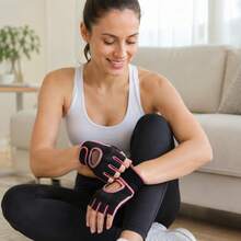 Unisex Half-Finger Fitness Gloves, Breathable Knitted Fabric, Non-Slip Palm Grip, Lightweight Fit, Suitable For Weightlifting, CrossFit And Gym Training - Multicolor - View 5
