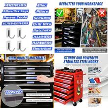 Magnetic Tool Box Labels And Hooks Set, 12 PCS Toolbox Magnetic Labels + 4PCS Self Adhesive Metal Hooks, Reusable Tool Box Accessories Organize For Steel Carts, Drawers, And Cabinets - Blue - View 1