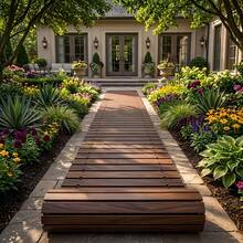 Wood Grain And Vine-Pattern Garden Walkway, Slip-Resistant And Weather-Resistant, Suitable For Outdoor Paths Around Lawns, Terraces, Courtyards, And Flower Bed Edges - 直角-144英寸 - 查看 9