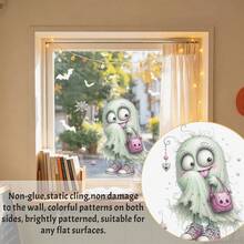 1/4pcs Fall Decor Halloween Window Stickers, Cute Pink Bow Ghost Monster With Sneaker And Bat Spider Web DIY Decals. Removable For Home Room Decor, Halloween Decorations Party Supplies. - Multicolor - View 12