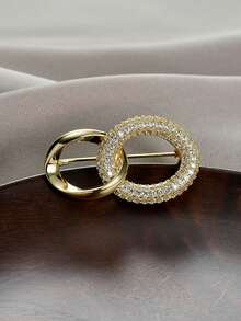 1pc Premium Minimalist Round Brooch, Fashion Creative Luxury Pin, Anti-Exposure Clothing Accessory Brooch - Gold - View 1